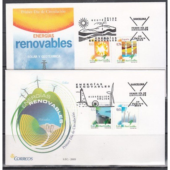 España Spain 4475/78 2009 Energías Renovables SPD Sobre Primer Día España Spain 4475/78 2009 Energías Renovables SPD Sobre Primer Día