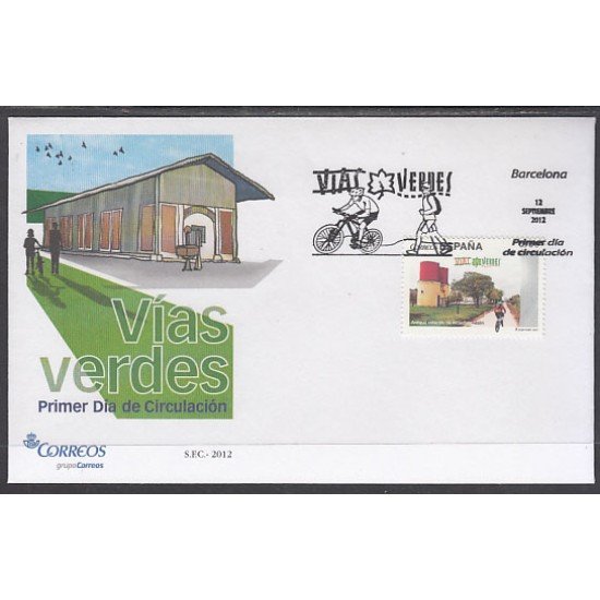 España Spain 4744 2012 Vías verdes Estación de alcahuete Jaén SPD Sobre Primer Día España Spain 4744 2012 Vías verdes Estación de alcahuete Jaén SPD Sobre Primer Día