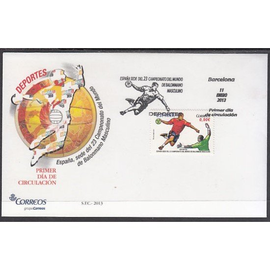 España Spain 4779 2013 España sede del XXIII Campeonato del Mundo de balonmano SPD Sobre Primer Día España Spain 4779 2013 España sede del XXIII Campeonato del Mundo de balonmano SPD Sobre Primer Día
