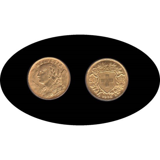 Suiza Suisse Helvetia 20 francos 1935 L B Oro Au gold Suiza Suisse Helvetia 20 francos 1935 L B Oro Au gold