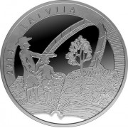 Monedas €uro en tiras y sueltas 5 euros Plata proof Letonia 2014 - 2  piezas