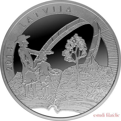 Monedas €uro en tiras y sueltas 5 euros Plata proof Letonia 2014 - 2  piezas