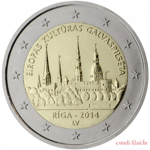 Letonia 2014 2 € euros conmemorativos Riga Capital de la Cultura 
