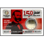 Bélgica 2014 Cartera Oficial Coin Card Moneda 2 € conm 150 Av. Cruz Roja 