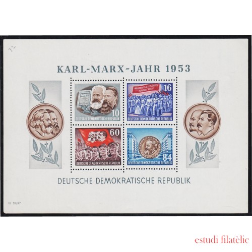 Alemania Oriental Germany HB 3 1953 70 Aniversario de la muerte de Karl Marx MH