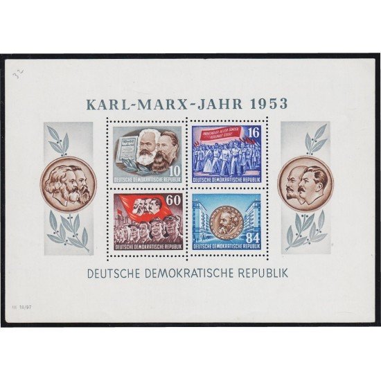Alemania Oriental Germany HB 3 1953 70 Aniversario de la muerte de Karl Marx MH Alemania Oriental Germany HB 3 1953 70 Aniversario de la muerte de Karl Marx MH
