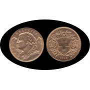 Suiza Suisse Helvetia 20 francos 1915 B Oro Hold Au Suiza Suisse Helvetia 20 francos 1915 B Oro Hold Au