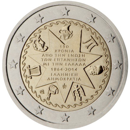 Grecia 2014 2 € euros conmemorativos Islas Jónicas Grecia 2014 2 € euros conmemorativos Islas Jónicas