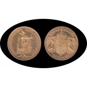 Hungría Hungary 100 Coronas Korona 1908 KM 491 Joseph I Oro gold Au