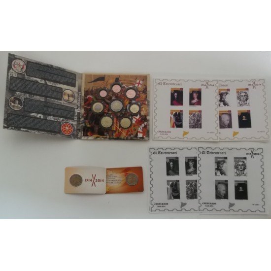 Catalunya Conjunto Pruebas Filatélicas Numismáticas Cartera Euros completo Tricentenari 2014 Catalunya Conjunto Pruebas Filatélicas Numismáticas Cartera Euros completo Tricentenari 2014
