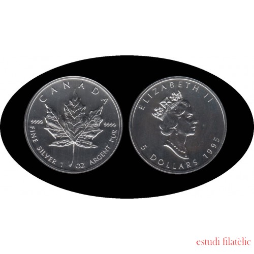Canadá Canada Onza de plata 5 $ 1995  Maple Leaf Elisabeth II