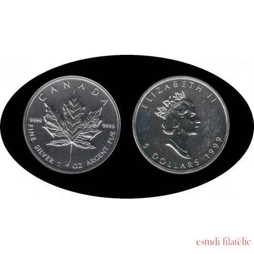 Canadá Canada Onza de plata 5 $ 1999 Maple Leaf Elisabeth II