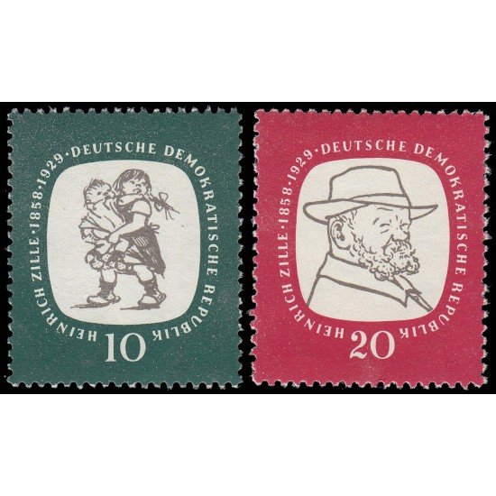 Alemania Oriental 340/41 1958 Centenario del nacimiento del pintor Heinrich Zille MNH Alemania Oriental 340/41 1958 Centenario del nacimiento del pintor Heinrich Zille MNH