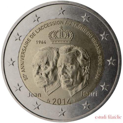 Luxemburgo 2014 2 € euros conmemorativos  50 Aniv. entronación Duque Juan 