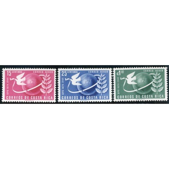 FL1/FAU3 Costa Rica Aéreo 185/87 1949 75º Aniversario de la UPU MNH FL1/FAU3 Costa Rica Aéreo 185/87 1949 75º Aniversario de la UPU MNH