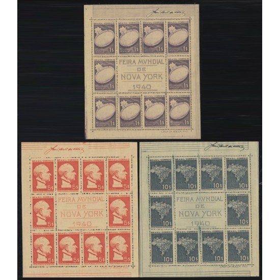 Brasil Brazil HB 3/5 1940 TP en bloques de diez en hojas no enchapadas Feria Mundial de New York MNH Brasil Brazil HB 3/5 1940 TP en bloques de diez en hojas no enchapadas Feria Mundial de New York MNH