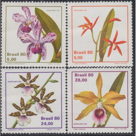 Brasil Brazil 1439/42 1980 Orquídeas Flores Flowers MNH Brasil Brazil 1439/42 1980 Orquídeas Flores Flowers MNH