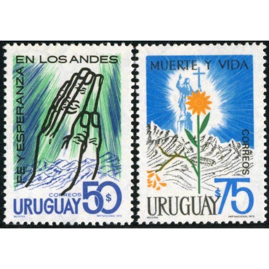FL1 Uruguay 871/72 1973 Accidente de avión en Los Andes Fe y Esperanza MNH FL1 Uruguay 871/72 1973 Accidente de avión en Los Andes Fe y Esperanza MNH
