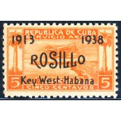 TRA1 Cuba A- 30 1938 25º Aniversario del vuelo del aviador Cubano Rosillo avión MNH TRA1 Cuba A- 30 1938 25º Aniversario del vuelo del aviador Cubano Rosillo avión MNH
