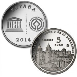 España Spain 2014 5 euros I Serie Ciudades Patr. de la Humanidad Cáceres Plata Ag