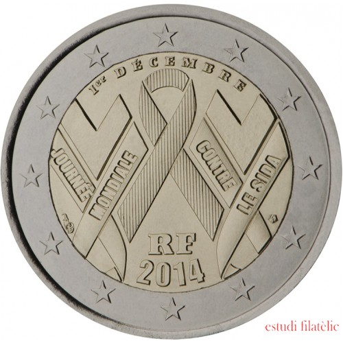 Francia 2014 2 € euros conmemorativos Día Mundial  SIDA