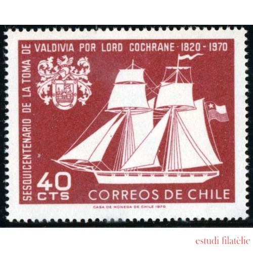 BA2 Chile 343 1970 Toma de Valdivia Barco Boat MNH