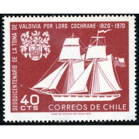BA2 Chile 343 1970 Toma de Valdivia Barco Boat MNH BA2 Chile 343 1970 Toma de Valdivia Barco Boat MNH
