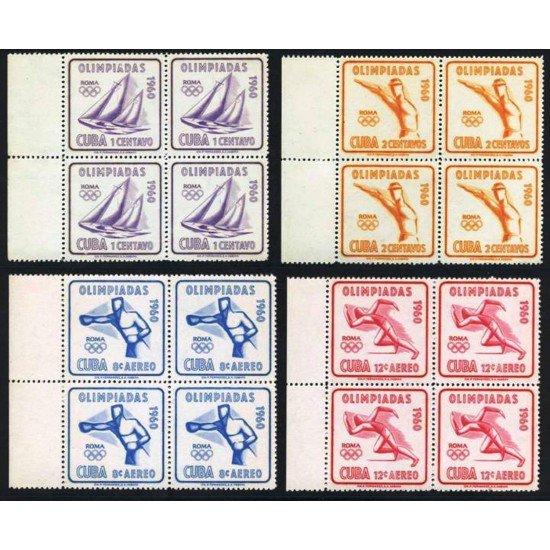 BA1/DEP3 Cuba 532/33 + A 212/13 Bl.4 1960 Olimpiadas Roma MNH BA1/DEP3 Cuba 532/33 + A 212/13 Bl.4 1960 Olimpiadas Roma MNH
