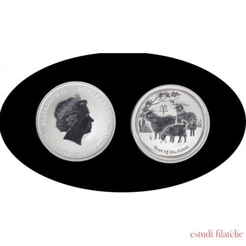 Australia  2 OZ onza  2015 Año de la cabra Year of the goat  2$ Plata Ag
