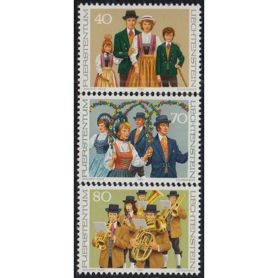 Liechtenstein 695/97 1980 Costumbres Músicos MNH Liechtenstein 695/97 1980 Costumbres Músicos MNH