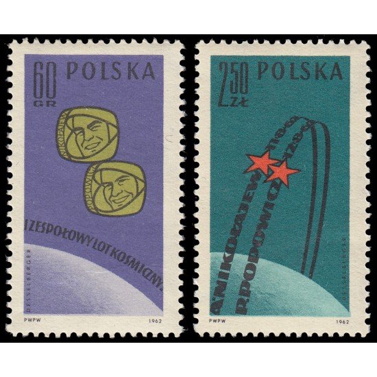 Polonia Poland 1209/10 1962 Primer vuelo espacial en grupo MNH Polonia Poland 1209/10 1962 Primer vuelo espacial en grupo MNH