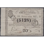 Cuba Lotería De La Isla 16 de Septiembre de 1869 Sorteo nº 827 ( 5128 )