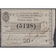 Cuba Lotería De La Isla 02 de Octubre de 1869 Sorteo nº 828 ( 5128 )