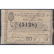 Cuba Lotería De La Isla 05 de Noviembre de 1869 Sorteo nº 830 ( 5128 )