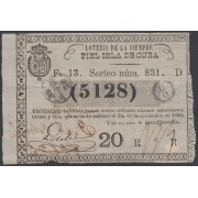 Cuba Lotería De La Isla 23 de Noviembre de 1869 Sorteo nº 830 ( 5128 )