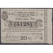 Cuba Lotería De La Isla 29 de Julio de 1869 Sorteo nº 824 ( 5128 )