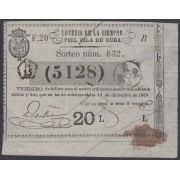 Cuba Lotería De La Isla 18 de Diciembre de 1869 Sorteo nº 832 ( 5128 )
