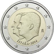 España 2014 2 € euros conmemorativos J Carlos I Felipe VI Cambio  jefatura Estado