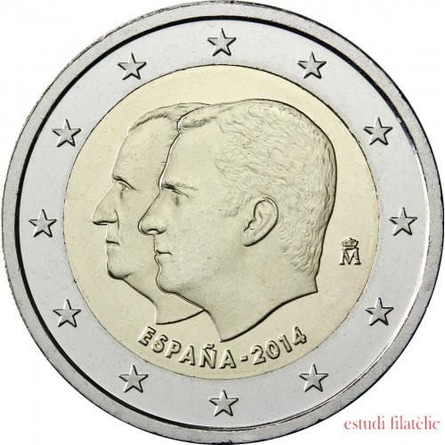 España 2014 2 € euros conmemorativos J Carlos I Felipe VI Cambio  jefatura Estado 
