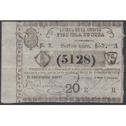 Cuba Lotería De La Isla 24 de Diciembre de 1870 Sorteo nº 853 ( 5128 )