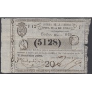 Cuba Lotería De La Isla 11 de Octubre de 1870 Sorteo nº 849 ( 5128 )