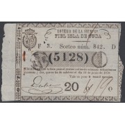 Cuba Lotería De La Isla 10 de Junio de 1870 Sorteo nº 842 ( 5128 )