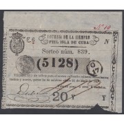 Cuba Lotería De La Isla 21 de Abril de 1870 Sorteo nº 839 ( 5128 )