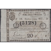 Cuba Lotería De La Isla 11 de Marzo de 1870 Sorteo nº 837 ( 5128 )