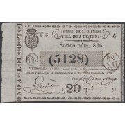 Cuba Lotería De La Isla 22 de Febrero de 1870 Sorteo nº 836 ( 5128 )