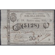 Cuba Lotería De La Isla 05 de Febrero de 1870 Sorteo nº 835 ( 5128 )