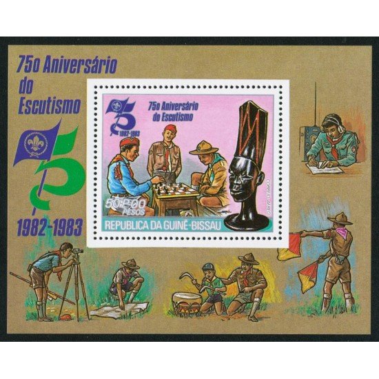 AJZ1 Guinea Bissau HB 33 1982 Ajedrez MNH AJZ1 Guinea Bissau HB 33 1982 Ajedrez MNH