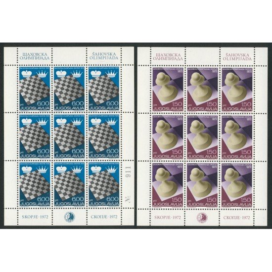 AJZ1 Yugoslavia 1366/67 en MP 1972 Ajedrez MNH AJZ1 Yugoslavia 1366/67 en MP 1972 Ajedrez MNH