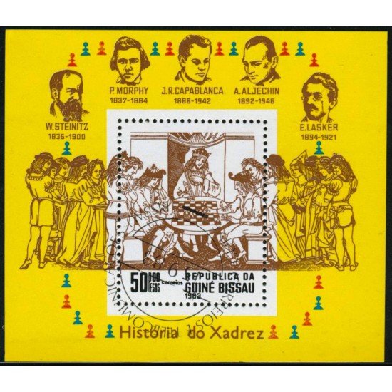 AJZ1 Guinea Bissau HB 39 1983 Ajedrez Matasello de favor AJZ1 Guinea Bissau HB 39 1983 Ajedrez Matasello de favor