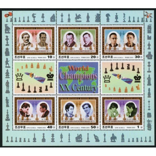 AJZ1 Corea del Norte DPR Nº 3065/70 HB 2001 Ajedrez MNH AJZ1 Corea del Norte DPR Nº 3065/70 HB 2001 Ajedrez MNH
